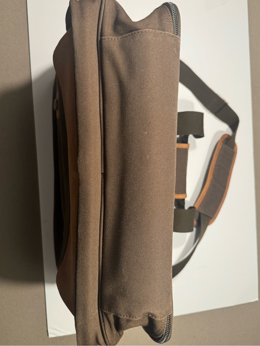 Vintage Cabela's Brown Canvas Laptop Brief with Tan Leather Trim - Picture 4 of 11
